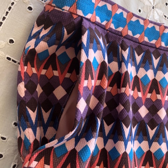 J CREW Salon geometric print purple, blue & pink mini skirt - Picture 5 of 8